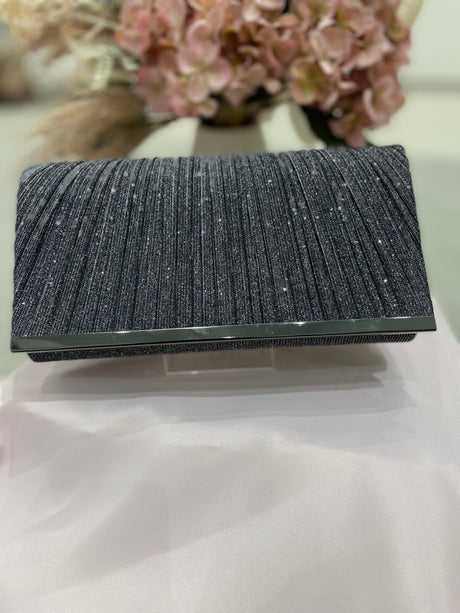Charcoal shimmer clutch