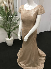 LD1040 NUDE/ CHAMPAGNE SEQUIN GOWN