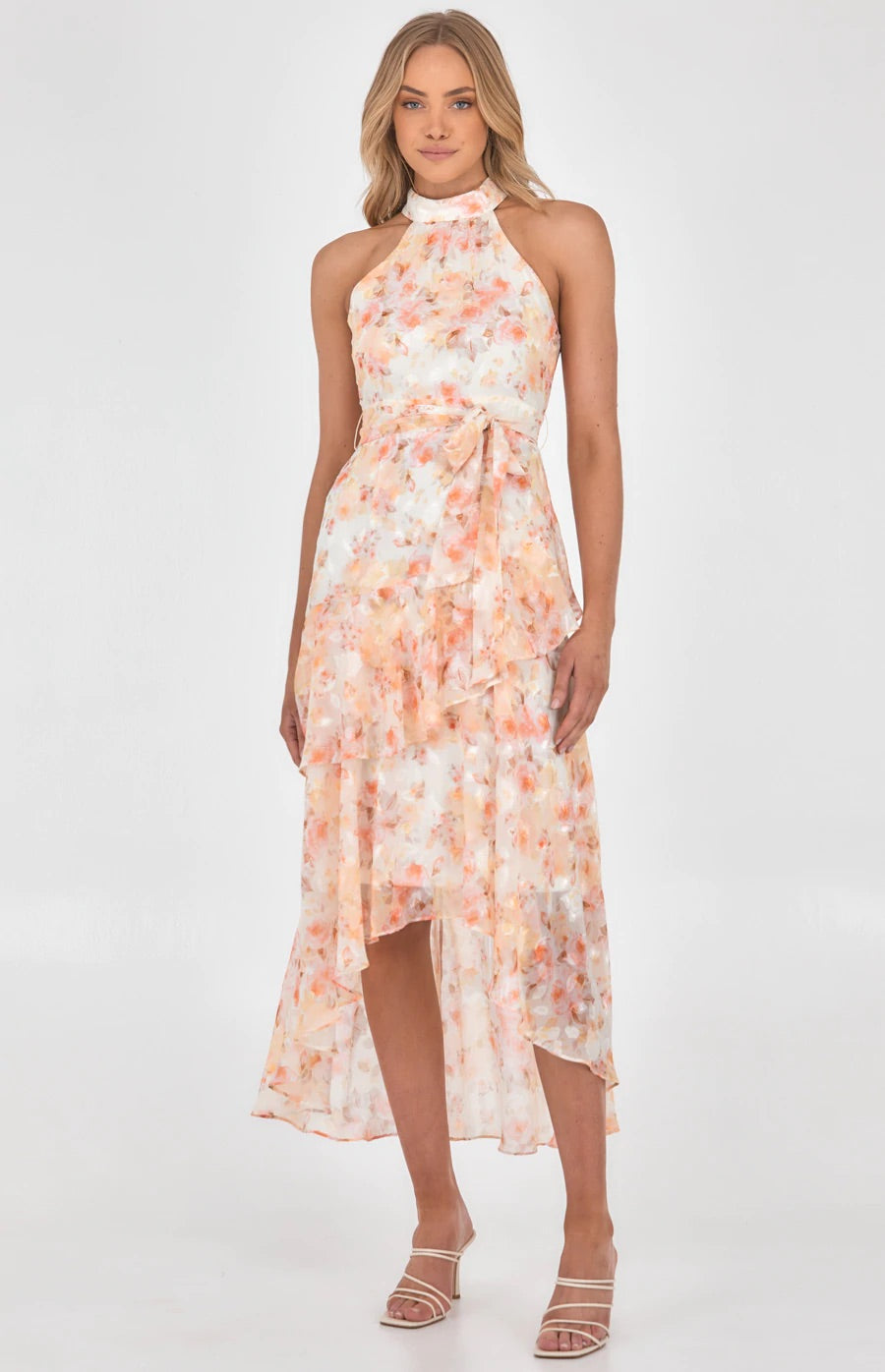 Midi Dress - Peach Floral