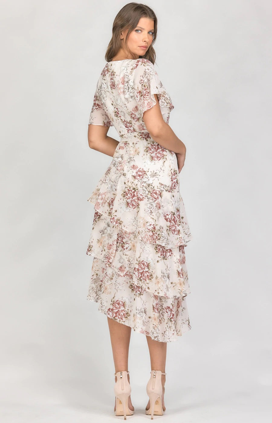 Ivory floral midi dress