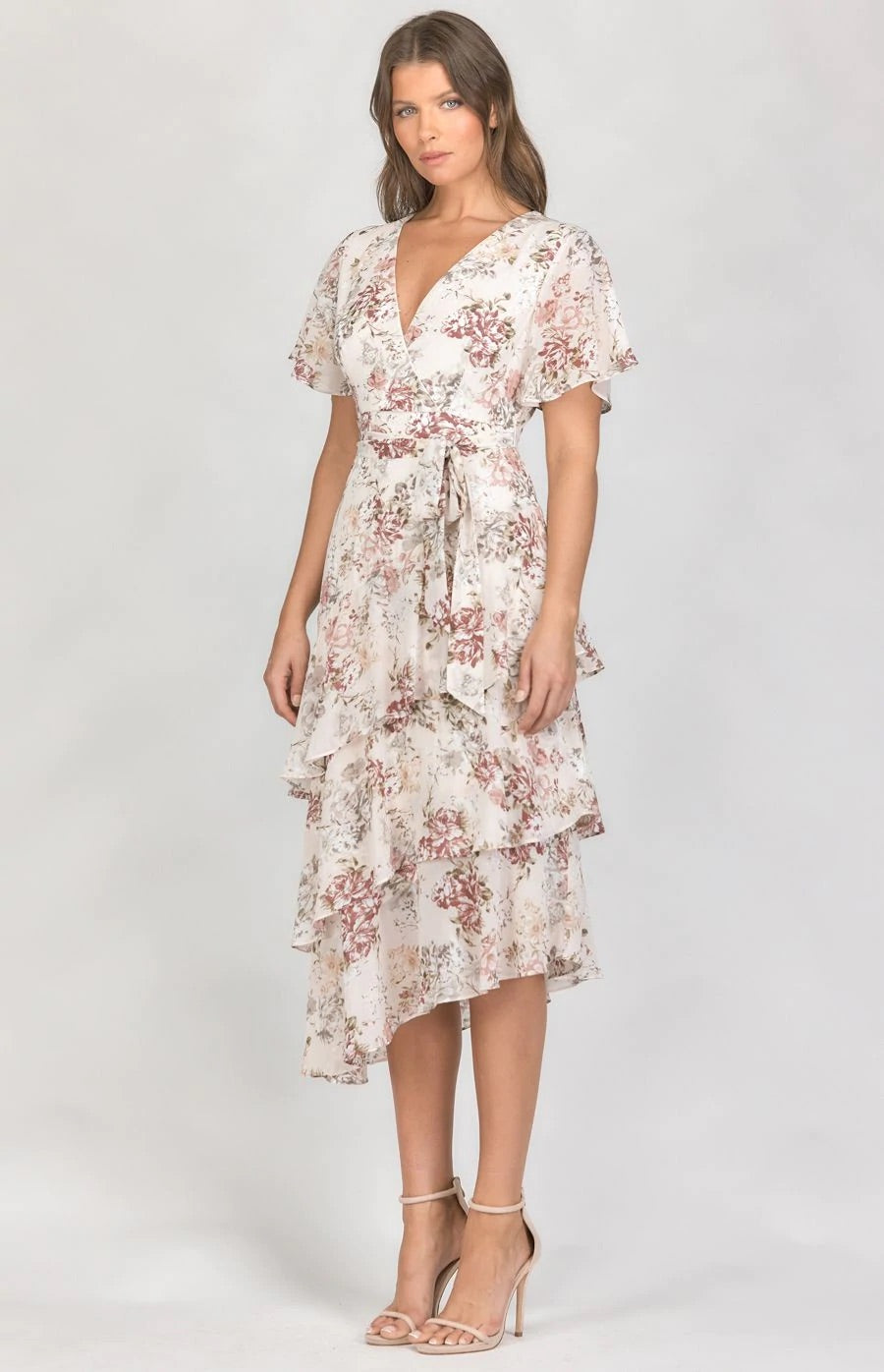 Ivory floral midi dress