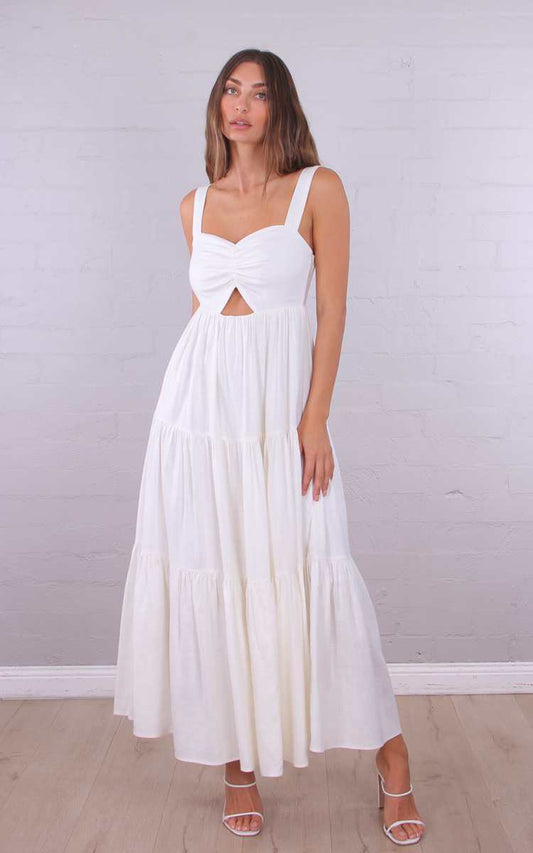 Sweetheart ivory midi with cut out - Ivory
