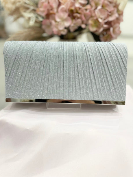 Silver shimmer clutch