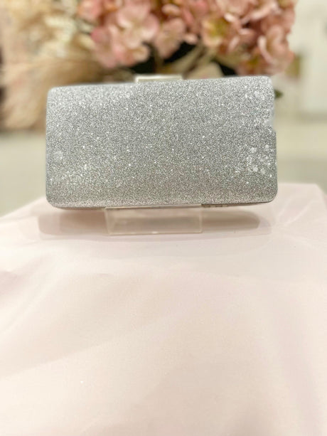Silver glitter clutch