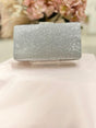 Silver glitter clutch