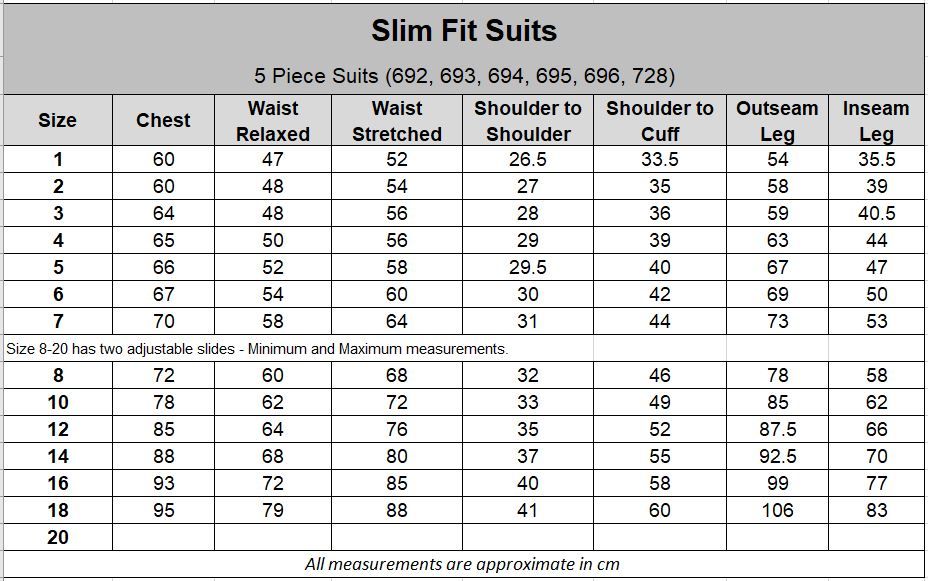 Tailored Slim Fit 5 piece suit - Black (728)